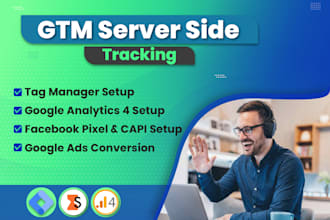 setup or fix meta pixel, capi, google ads, ga4 server side tracking with GTM