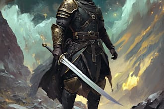 draw dnd fantasy character for game and card
