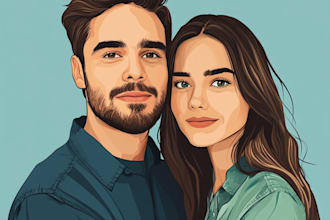 draw you anime couple art portrait