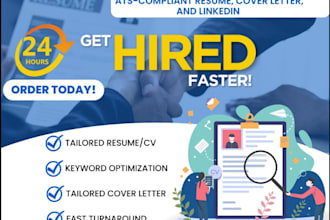write and upgrade your resume cover letter, resume, linkedin profile, cv