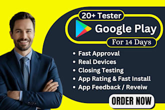 provide 12 app testers or 20 testers for google play closed testing app review