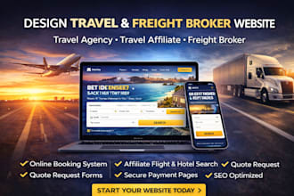 design travel website travel affiliate marketing website freight broker website