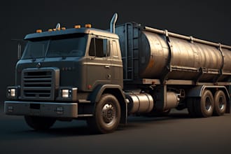 design a realistic 3d truck model with textures and details