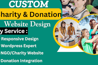 design nonprofit ngo donation website church charity wordpress wix website SEO
