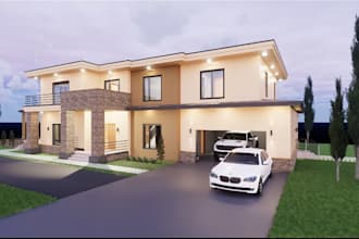 redesign 3d modern villa,residential and commercial building,landscape rendering
