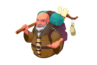 design merchant character mobile game logo