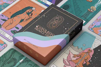 design unique custom tarot oracle zodiac fantasy tcg card deck with cardbox