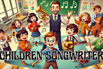 write lyrics and produce children songs, nursery rhymes, jingles with male vocal