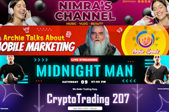 do eye catching youtube banners, custom channel art design