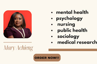 mental health, psychology, nursing, public health, sociology, medical research