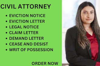 draft legal notice, claim letter, cease desist, eviction notice or their replies