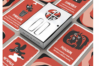 design card game , board game, flash cards, card box mockup, rule book design