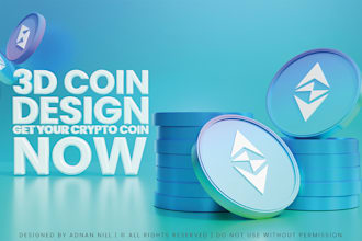 design crypto coin, meme token, realistic metallic crypto tokens with animation