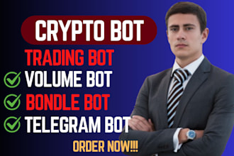 create crypto trading bot, volume, pump fun bot, telegram bot on solana, evms