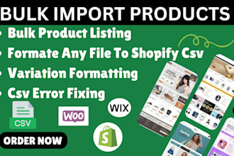 bulk import products to shopify, wix, woocommerce using CSV shopify csv