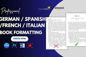 design format spainsh manuscript, germany ebook, italian book typeset amazon kdp