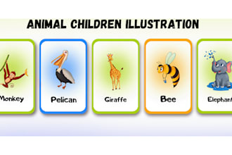 draw digital illustration kids card game design educational memory animal cards