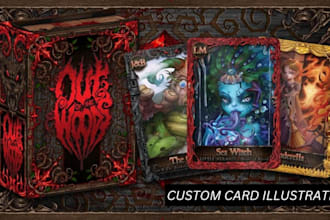 draw custom card game illustration card frame card box card mockup playing card