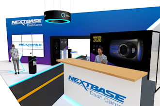 3d exhibition design hall 3d trade booth 3d kiosk stand design backdrop roll up