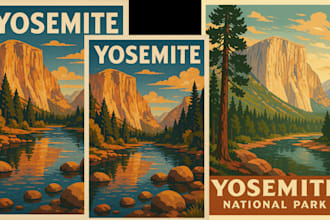 retro vintage poster modern travel poster landscape poster postcard nation park