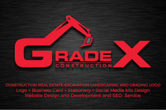 do construction real estate excavation roofing grading any company logo design