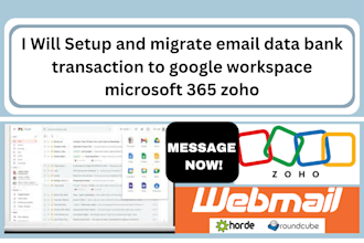 setup migrate email data bank transaction to google workspace microsoft 365 zoho