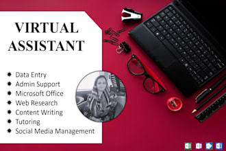 be your virtual assistant for data entry, admin support and web research