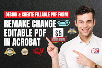design, create fillable pdf form or remake change editable pdf in acrobat