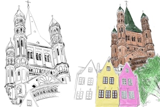 create digital sketch of your favorite building or street