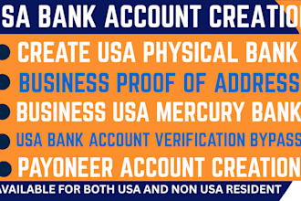 create USA digital and physical bank, USA physical address, proof of address