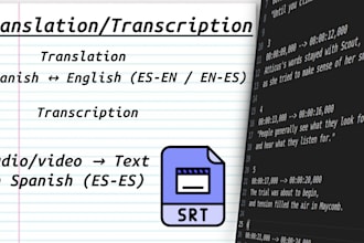 translate transcribe audio video to spanish english srt subtitles