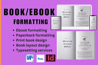write format edit ebook manuscript book paperback typesetting print kdp indesign