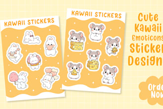 do cute kawaii doodle emoticon sticker design illustrations