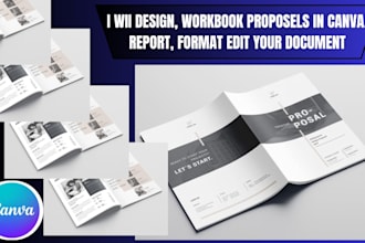design, workbook proposels in canva, report, format edit your document