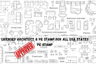 licensed architect, structural engineer, USA pe stamp for city permit in 24hrs