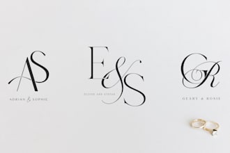 create modern wedding logo, monogram, or initials design