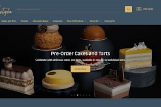 create luxury ecommerce website for bakeries cupcakes store pastries website