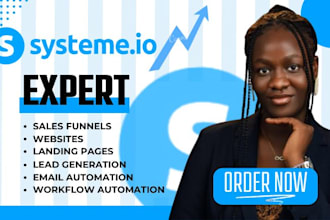 create systeme io sales funnel, systemeio landing page, website with automations
