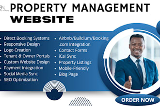 build property management website with vrbo, airbnb, hostify
