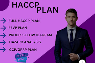 make full customized haccp or food safety plan, procedures and monitoring forms
