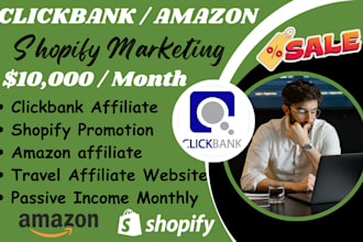 promote clickbank, shopify, amazon affiliate products, travel affiliate website