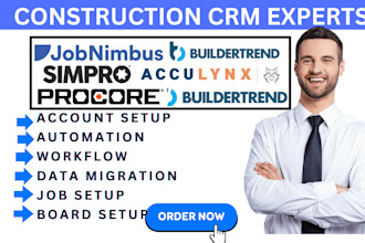 setup housecall pro jobtread acculynx buildertrend simpro quickbase procore crm