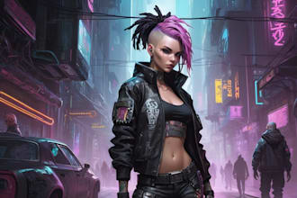 create concept art of cyberpunk and streetpunk illustration