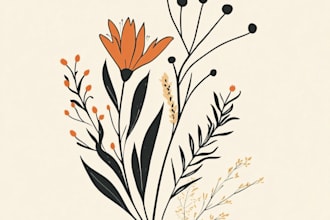 do botanical boho hand drawn line art minimalist logo design