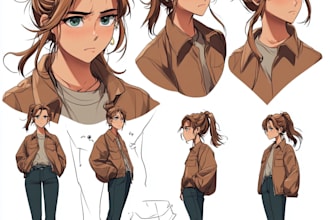 create original anime character sheet or reference for