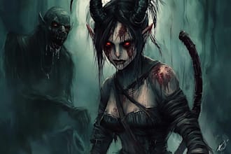 freehand draw dark art, horror and brutal illustration