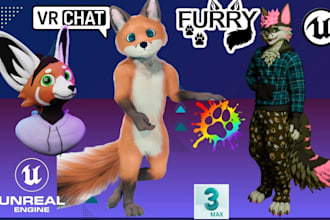 3d model custom vrchat avatar, furry avatar nsfw vrc model, rig