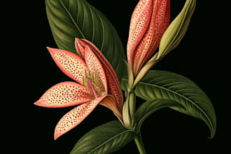 draw botanical illustrations of flowers, s and fruits