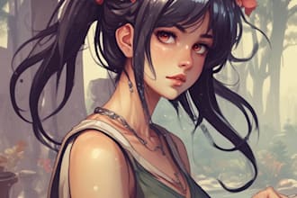 draw anime art characters,  vtuber art, manga illustrations