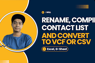 organize, clean, convert your contact list to vcf, CSV, or excel format